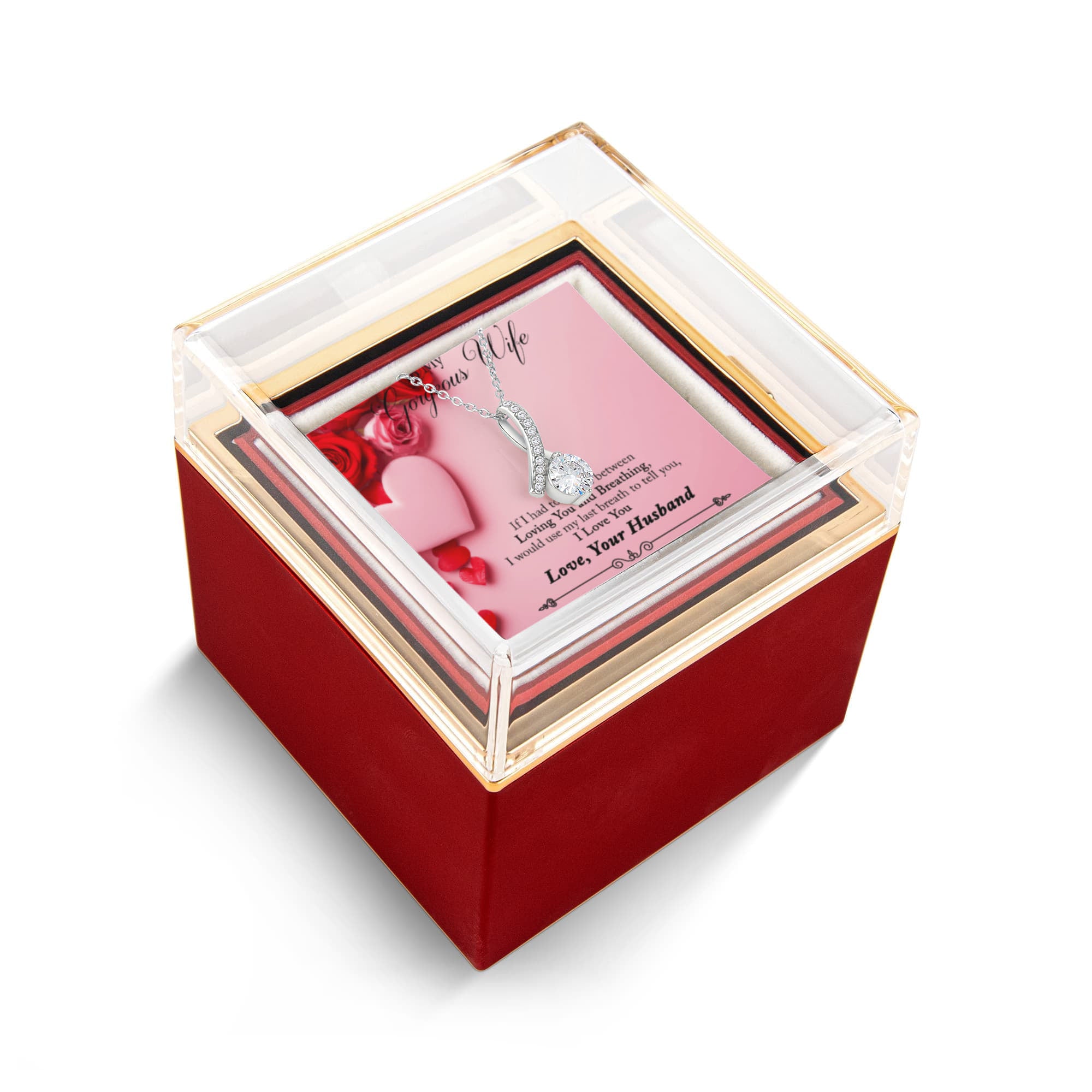 To My Gorgeous Wife Alluring Beauty with Rotating Rose Gift Box