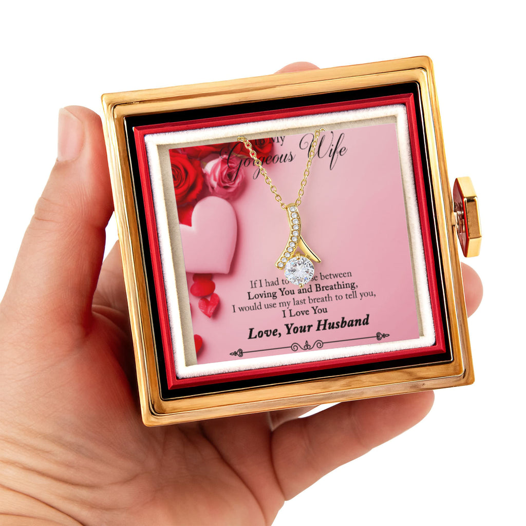 To My Gorgeous Wife Alluring Beauty with Rotating Rose Gift Box