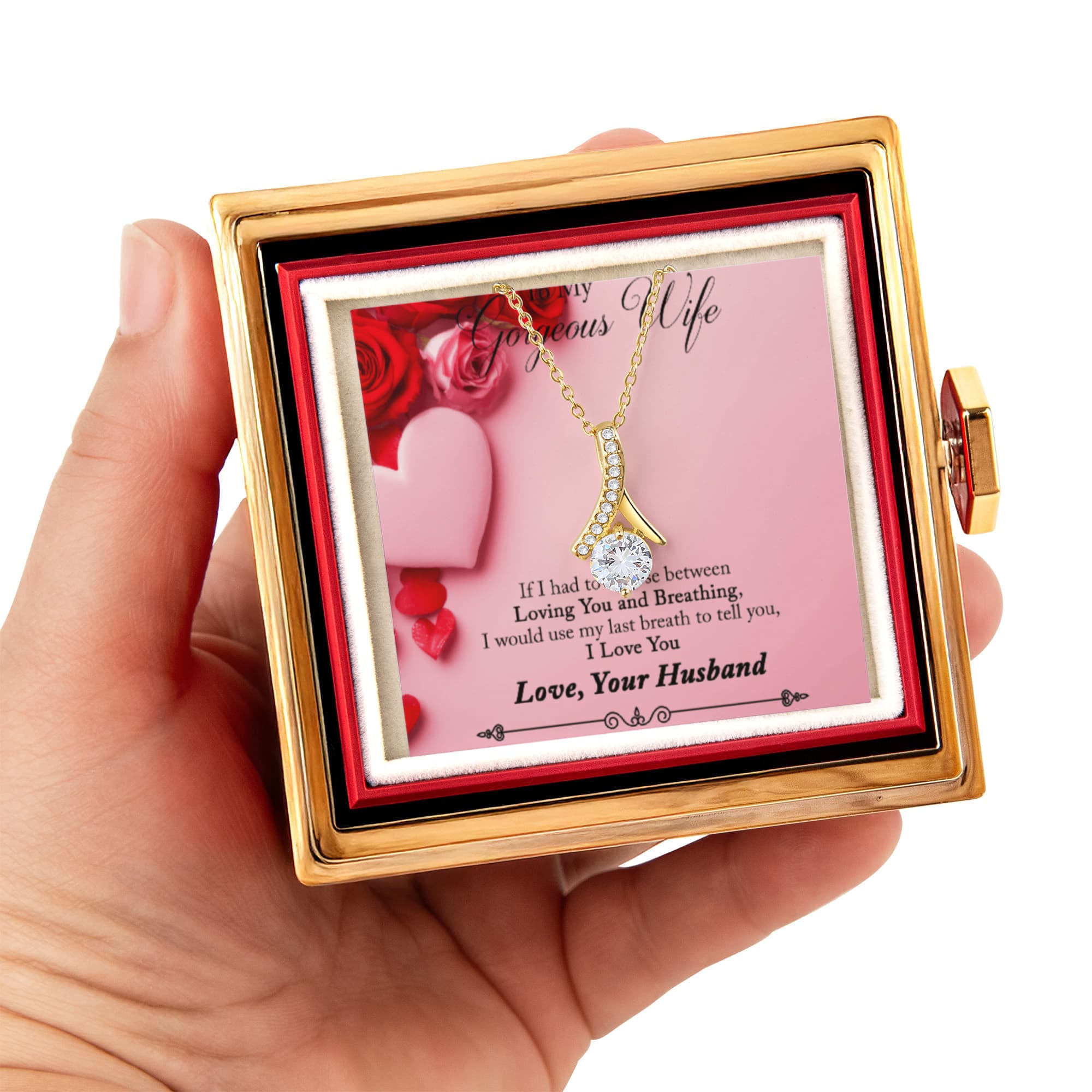 To My Gorgeous Wife Alluring Beauty with Rotating Rose Gift Box